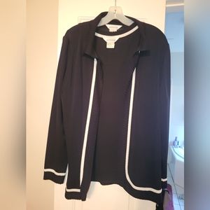 Exclusively Misook cardigan jacket and tank set Size Large Black